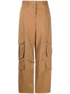Msgm Cargo Trousers With Multiple Pockets In Camel