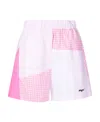 Msgm Multi-print Patchwork Track Shorts In Pink