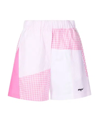 Msgm Multi-print Patchwork Track Shorts In Pink