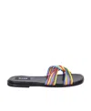 Msgm Multi-straps Leather Slippers In Multicolor