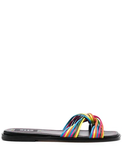 MSGM MULTI-STRAPS LEATHER SLIPPERS