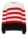 Msgm Multicolored Cotton Crewneck Striped Pullover