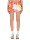 Msgm Tie-dye Cotton Short Shorts In Multicolor