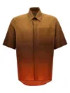 Msgm Gradient Button-down Shirt With Curved Hem Pocket In Multicolor