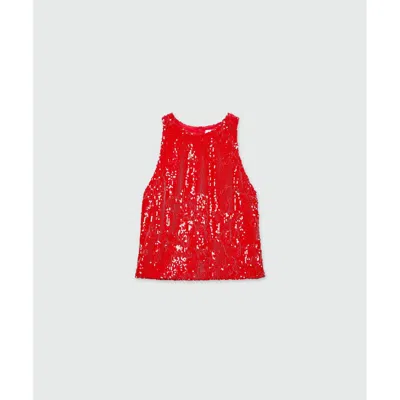 Msgm Multicolor Polyester Tank Tops In Red