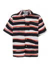 Msgm Multicolor Shirt With All-over Asymmetric Striped Motif In Cotton Man