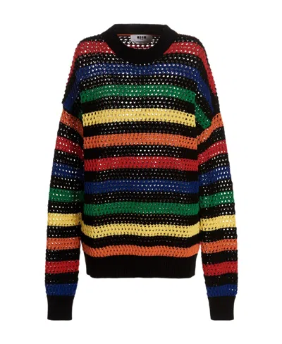 MSGM MSGM STRIPED CREWNECK KNITTED SWEATER