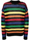 Msgm Multicolor Striped Jumper In Schwarz