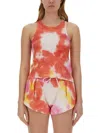 Msgm Tie-dye Sleeveless Drawstring Top In Multicolor