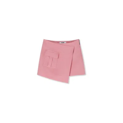 Msgm Multicolor Viscose Mini Skirt In Pink