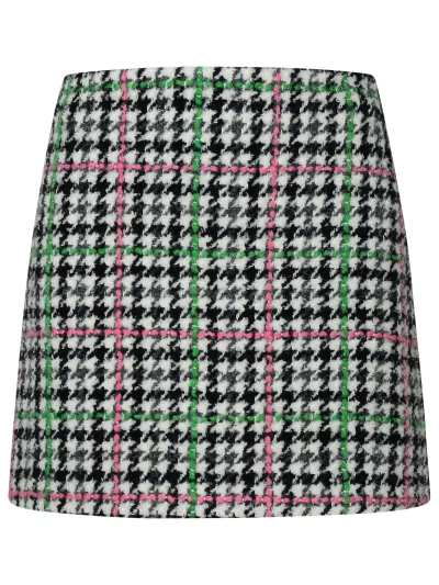Msgm Multicolored Wool Skirt In White