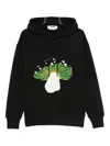 Msgm Mushroom-embroidered Hoodie In Black