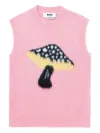 Msgm Mushroom Graphic Tank Top In Pink