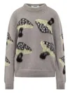 Msgm Mushroom-intarsia Sweater In Gray