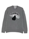 Msgm Mushroom-intarsia Wool Blend Pullover Clothing In Gray