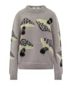 Msgm Mushroom Patterned Crewneck Jumper In Gray