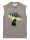 Msgm Mushroom-print Vest In Gray