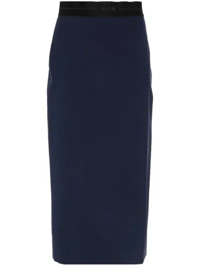MSGM MSGM NAVY BLUE CLASSIC LONG SKIRT