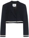 Msgm Wool Jacket With Contrast Trim And Shoulder Pads In Black