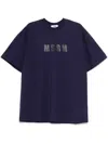 Msgm Logo-print Cotton T-shirt Clothing In Navy Blue