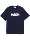 Msgm Casual Fit Blue T-shirt With Bold Logo In Blue