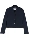 Msgm Navy Blue Short Jacket With Button Closure In Blue