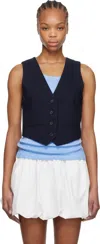 Msgm Navy Button Vest In 88 Navy