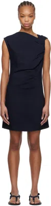 Msgm Navy Twisted Minidress In 88 Navy