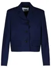 Msgm Wool Crop Blazer Buttoned Cuffs In Black