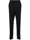 Msgm Navy Wool Blend Pantalone Trousers In Black
