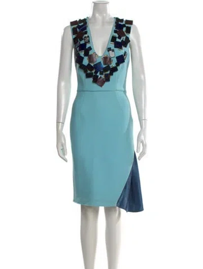 Pre-owned Msgm Neoprene Knee-length Dress In Blue
