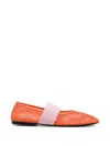 Msgm Net Strap Ballet Flats In Orange