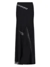 Msgm Neutral Long Flowing Lace Inserts Skirt In Black