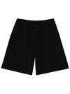 Msgm Neutrals Elastic Waistband Drawstring Shorts In Black