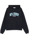 Msgm Cotton Hoodie With Print In Blue