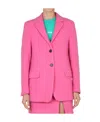 Msgm Wool Suiting Jacket In Pink Virgin Wool With Jewelled Applications In Pink