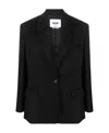 Msgm Notched-lapels Single-breasted Blazer In Black