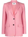 Msgm Wool Suiting Jacket In Pink Virgin Wool With Jewelled Applications In Pink