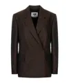 Msgm Notched-lapel Double-breasted Blazer In Brown