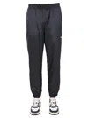 Msgm Casual Black Jogging Pants With Elastic Waistband And Side Logo In Blue