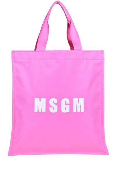 Msgm Nylon Shopping Bag In Pink