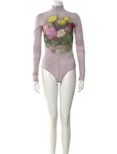 Pre-owned Msgm Nylon Turtleneck Bodysuit In Purple