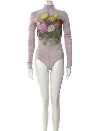 Pre-owned Msgm Nylon Turtleneck Bodysuit W/ Tags In Purple