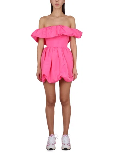 Msgm Off Shoulder Dress In Pink