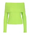 Msgm Embossed Fabric Fitted Top In Green