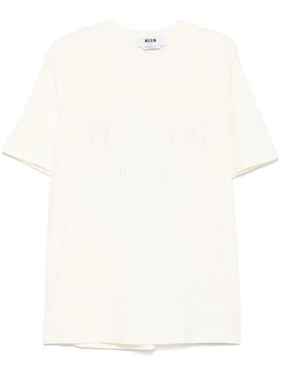 Msgm Off-white Crewneck Logo T-shirt