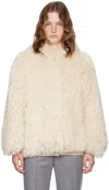 Msgm Off-white Hooded Faux-fur Jacket In 02 Off White