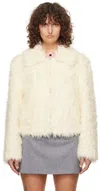 Msgm Off-white Hook-eye Faux-fur Jacket In 02 Off White