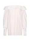 Msgm Off-shoulder Ruffled Blouse In White