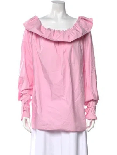 Pre-owned Msgm Off-the-shoulder Long Sleeve Blouse W/ Tags In Pink